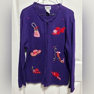 BonWorth Vintage Purple Women's Sweater with Fashion Motifs
